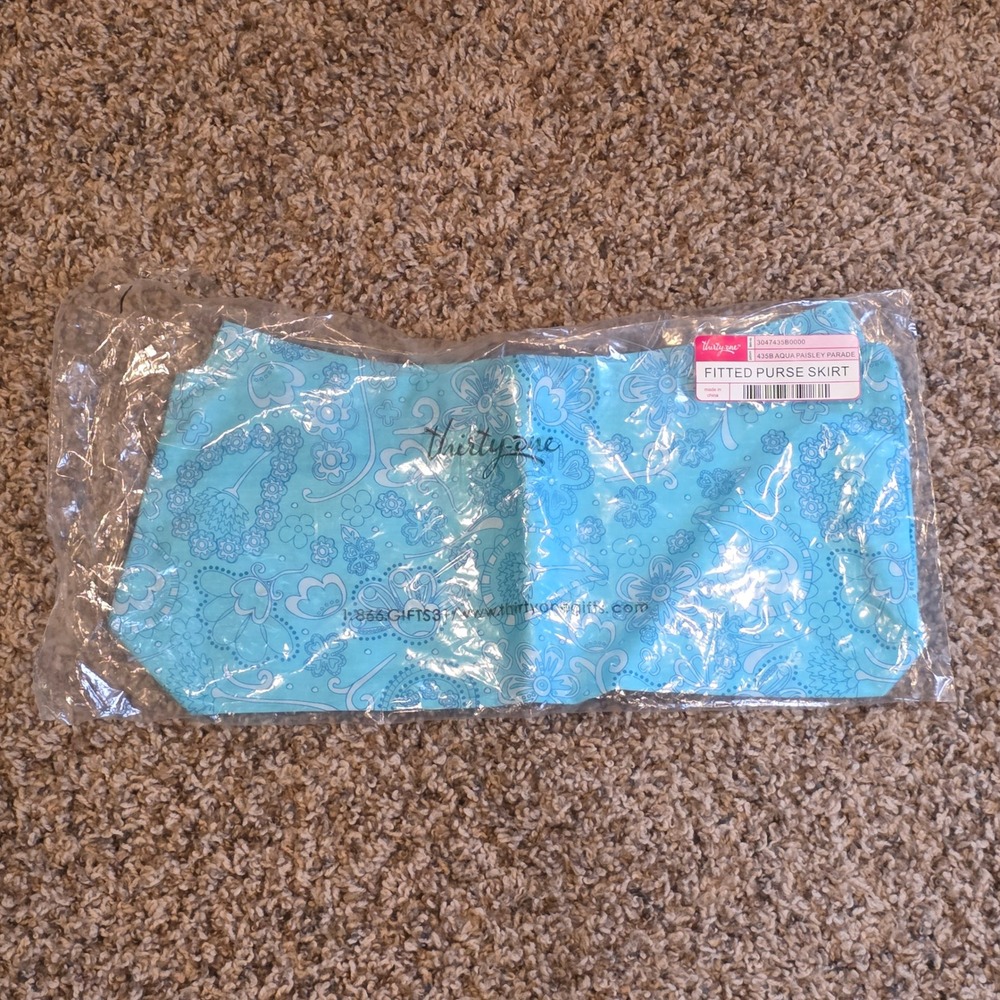 Thirty-One Fitted Purse Skirt Women OS Aqua‎ Paisley Parade New 435B Accessory